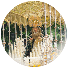 Virgin Mary on palm sunday (easter week). Heavy figure that is moved by manpower during a procession. Typical of Easter, Holy Week in Spain.