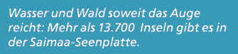 Wasser und Wald soweit das Auge reicht: Mehr als 13.700 Inseln gibt es in der Saimaa Seenplatte.