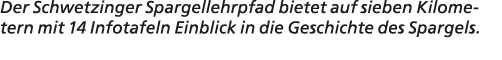 Der Schwetzinger Spargellehrpfad bietet auf sieben Kilometern mit 14 Infotafeln Einblick in die Geschichte des Spargels.