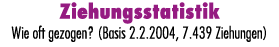 Ziehungsstatistik Wie oft gezogen? (Basis 2.2.2004, 7.439 Ziehungen)