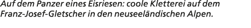 Auf dem Panzer eines Eisriesen: coole Kletterei auf dem Franz Josef Gletscher in den neuseel ndischen Alpen.