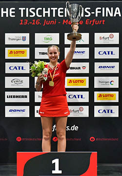 Deutsche Meisterschaften der Damen und Herren im Rahmen der Deutsche Tischtennis-Finals in der Messe Erfurt (13. bis 16. Juni). Im Rahmen der Finals finden auch die Deutschen Meisterschaften der Jugend U19 sowie U15 sowie der Leistungsklassen der Amateure statt.