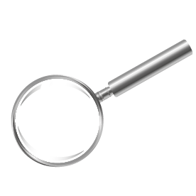 silver magnifier with checkered background showing transparency effect