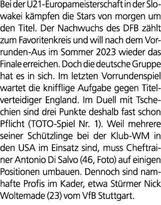 Bei der U21 Europameisterschaft in der Slowakei k mpfen die Stars von morgen um den Titel. Der Nachwuchs des DFB z hl...