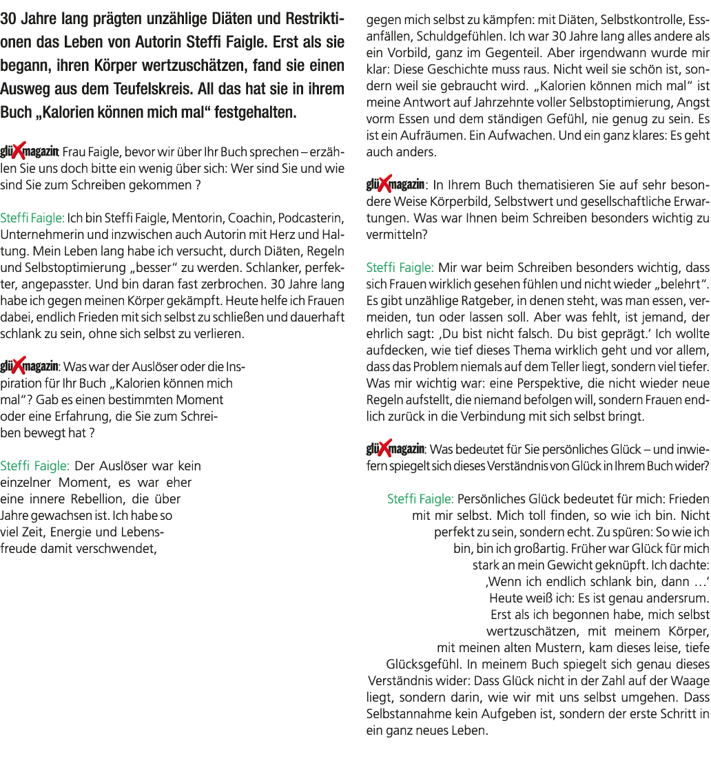 30 Jahre lang pr gten unz hlige Di ten und Restriktionen das Leben von Autorin Steffi Faigle. Erst als sie begann, ih...