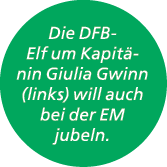 Die DFB Elf um Kapit nin Giulia Gwinn (links) will auch bei der EM jubeln.