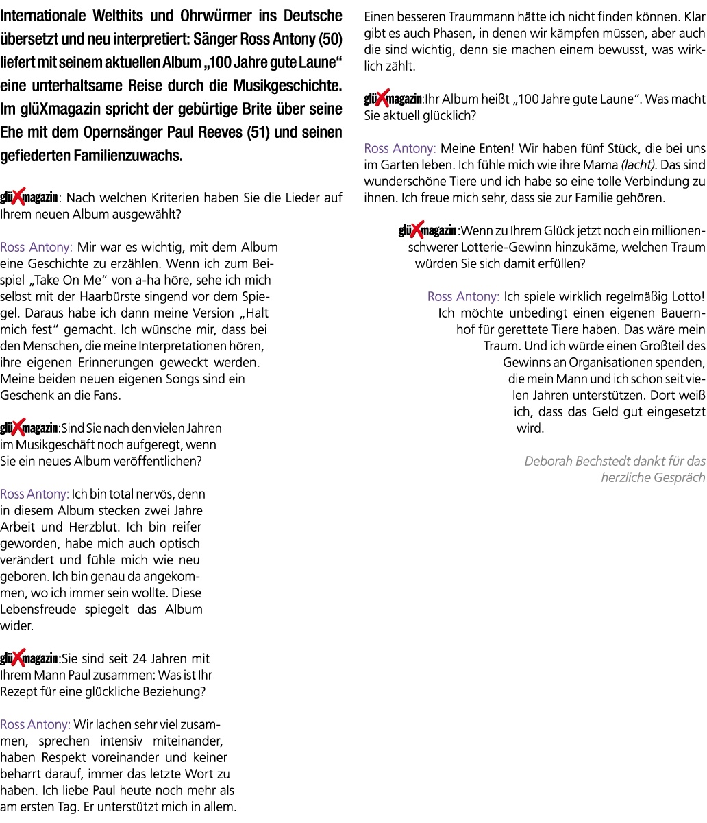 Internationale Welthits und Ohrw rmer ins Deutsche bersetzt und neu interpretiert: S nger Ross Antony (50) liefert m...