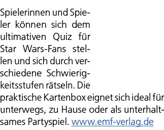Spielerinnen und Spieler k nnen sich dem ultimativen Quiz f r Star Wars Fans stellen und sich durch verschiedene Schw...
