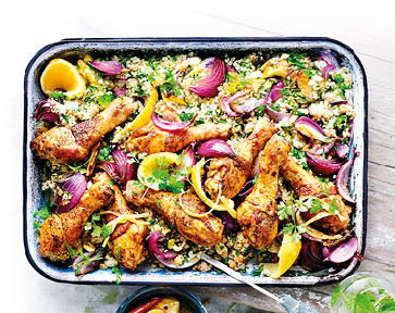 Marokkanisches Huhn mit Blumenkohl-Pilaf