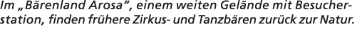 Im „B renland Arosa“, einem weiten Gel nde mit Besucherstation, finden fr here Zirkus und Tanzb ren zur ck zur Natur.
