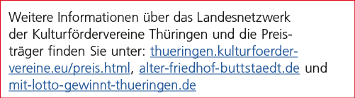 Weitere Informationen ber das Landesnetzwerk der Kulturf rdervereine Th ringen und die Preistr ger finden Sie unter:...