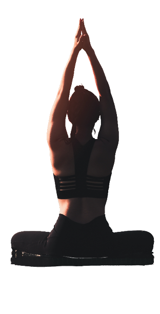 Beautiful Attractive Asian woman practice yoga Lotus pose on the pool above the Mountain peak in the morning in front of beautiful nature views,Feel so comfortable and relax in holiday,Warm tone