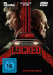 Das Bild zeigt das Filmplakat zum Film **“Locked"**. Im Zentrum steht ein schwarzes Auto mit eingeschaltetem Scheinwerferlicht, dessen Frontansicht direkt zum Betrachter gerichtet ist. Hinter der Windschutzscheibe ist eine Hand zu sehen, die scheinbar versucht, gegen die Scheibe zu dr cken. Die Windschutzscheibe ist rot eingef rbt, was eine bedrohliche Stimmung erzeugt.   Links neben dem Auto sieht man das Gesicht eines jungen Mannes (Bill Skarsg rd), der w tend oder schreiend wirkt. Rechts ist das Gesicht eines  lteren Mannes (Anthony Hopkins) zu sehen, der ruhig und nachdenklich schaut. Beide Gesichter sind im Profil dargestellt und blicken in entgegengesetzte Richtungen.     ber dem Auto verlaufen mehrere rote vertikale Linien, die sich vom oberen Bildrand bis zum Auto erstrecken und das Bild visuell trennen.    Im oberen Bereich des Posters sind die Namen der Hauptdarsteller in wei er Schrift geschrieben: links **Bill Skarsg rd**, rechts **Anthony Hopkins**. Dazwischen steht der Hinweis "Vom Produzenten Sam Raimi".    Der Titel des Films **"Locked"** ist gro  in roter Schrift unterhalb des Autos platziert. Unten auf dem Poster steht in roter Schrift: "Ein Film von David Yarovesky".    Im linken unteren Bereich befindet sich ein blauer FSK-16-Freigabesticker, der anzeigt, dass der Film ab 16 Jahren freigegeben ist.    Das Gesamtbild vermittelt eine d stere und spannende Atmosph re.  