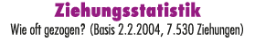 Ziehungsstatistik Wie oft gezogen? (Basis 2.2.2004, 7.530 Ziehungen)