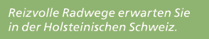 Reizvolle Radwege erwarten Sie in der Holsteinischen Schweiz.