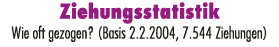 Ziehungsstatistik Wie oft gezogen? (Basis 2.2.2004, 7.544 Ziehungen)