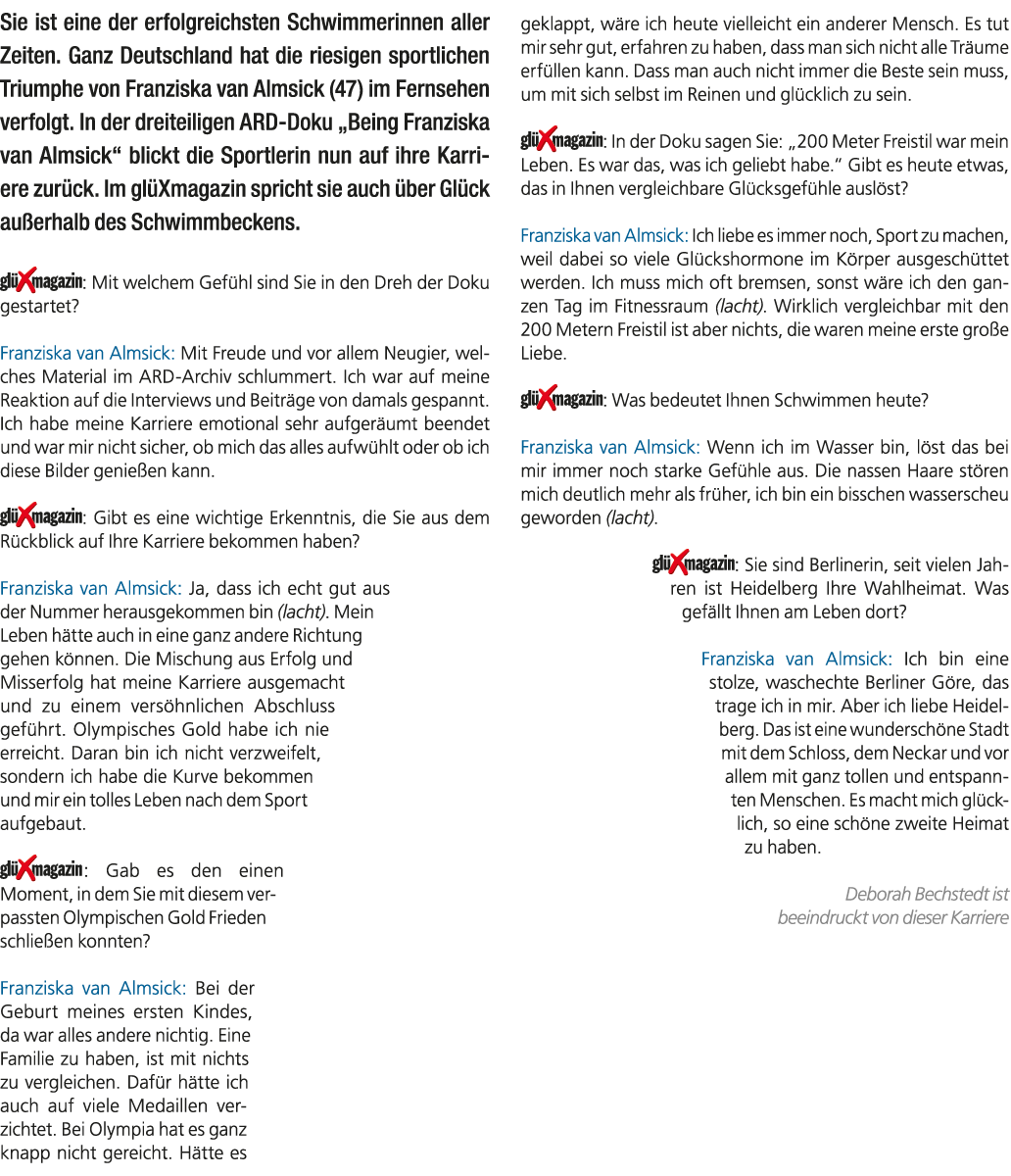 Sie ist eine der erfolgreichsten Schwimmerinnen aller Zeiten. Ganz Deutschland hat die riesigen sportlichen Triumphe ...