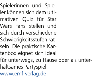 Spielerinnen und Spieler k nnen sich dem ultimativen Quiz f r Star Wars Fans stellen und sich durch verschiedene Schw...