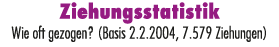 Ziehungsstatistik Wie oft gezogen? (Basis 2.2.2004, 7.579 Ziehungen)