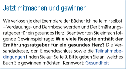 Jetzt mitmachen und gewinnen Wir verlosen je drei Exemplare der B cher Ich helfe mir selbst – Verdauungs und Darmbesc...