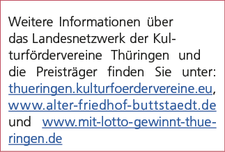Weitere Informationen ber das Landesnetzwerk der Kulturf rdervereine Th ringen und die Preistr ger finden Sie unter:...