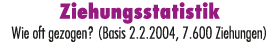 Ziehungsstatistik Wie oft gezogen? (Basis 2.2.2004, 7.600 Ziehungen)