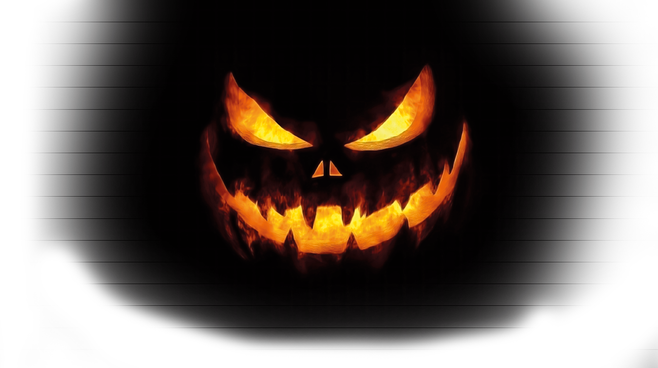 Glowing Evil Jack-o'-Lantern Face on Black Background. Sinister glowing jack-o'-lantern with a menacing grin and fiery eyes, set against a pitch-black background, creating a spooky Halloween atmosphere.