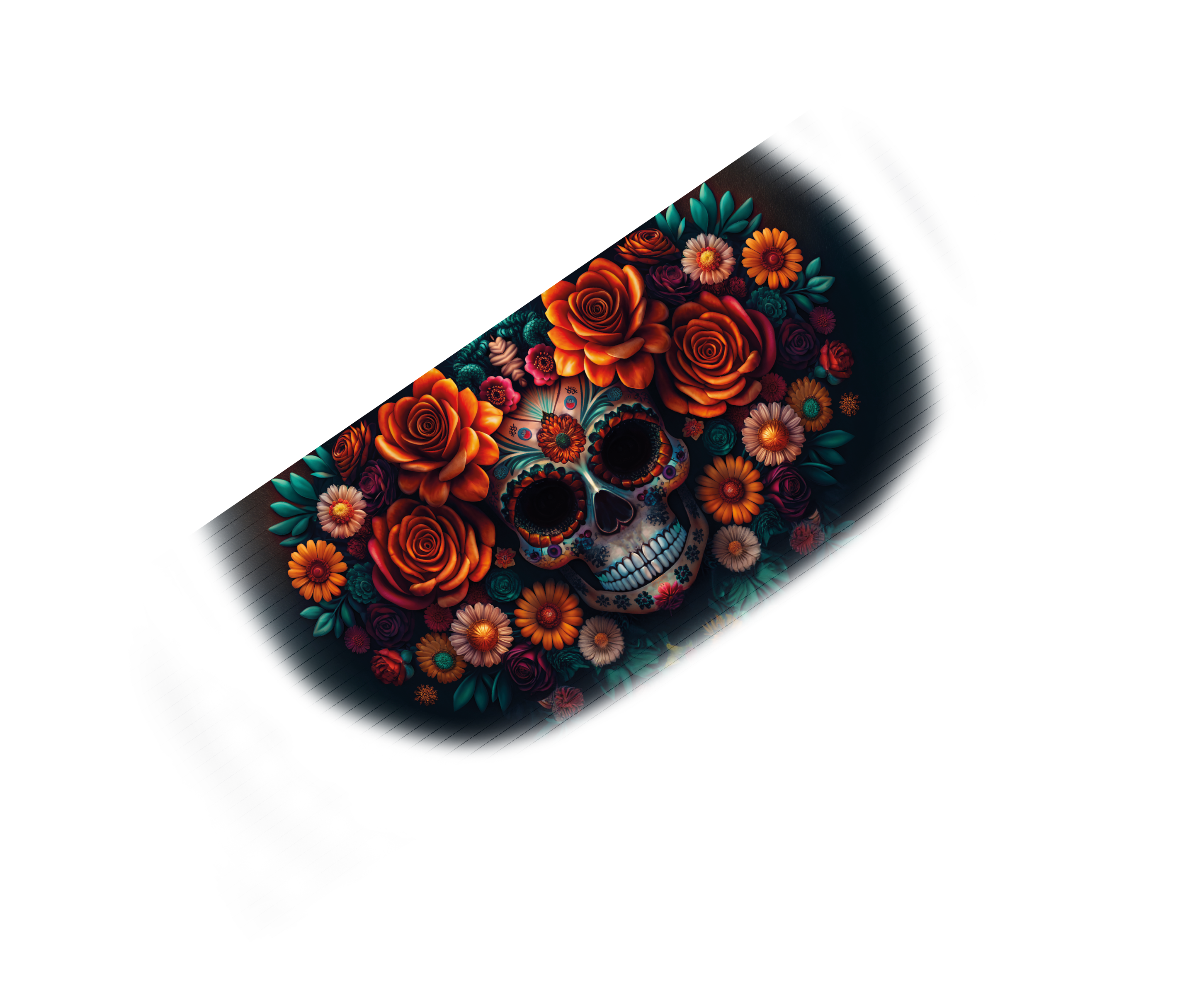 Vibrant and detailed skull with sombrero amidst traditional flowers for dia de los muertos. Mexican background for Mexico festive festival Cinco de mayo.