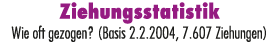 Ziehungsstatistik Wie oft gezogen? (Basis 2.2.2004, 7.607 Ziehungen)