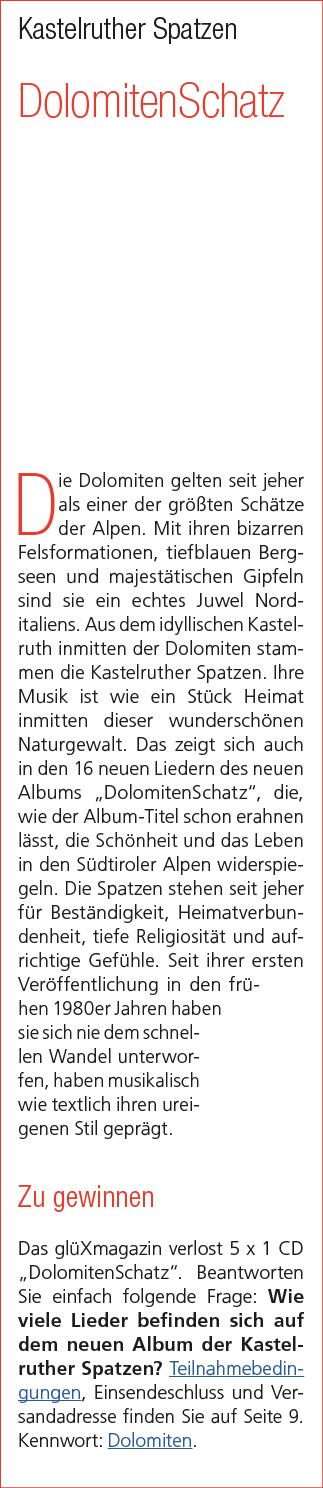 Kastelruther Spatzen DolomitenSchatz Die Dolomiten gelten seit jeher als einer der gr ten Sch tze der Alpen. Mit ihr...