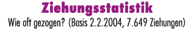 Ziehungsstatistik Wie oft gezogen? (Basis 2.2.2004, 7.649 Ziehungen)