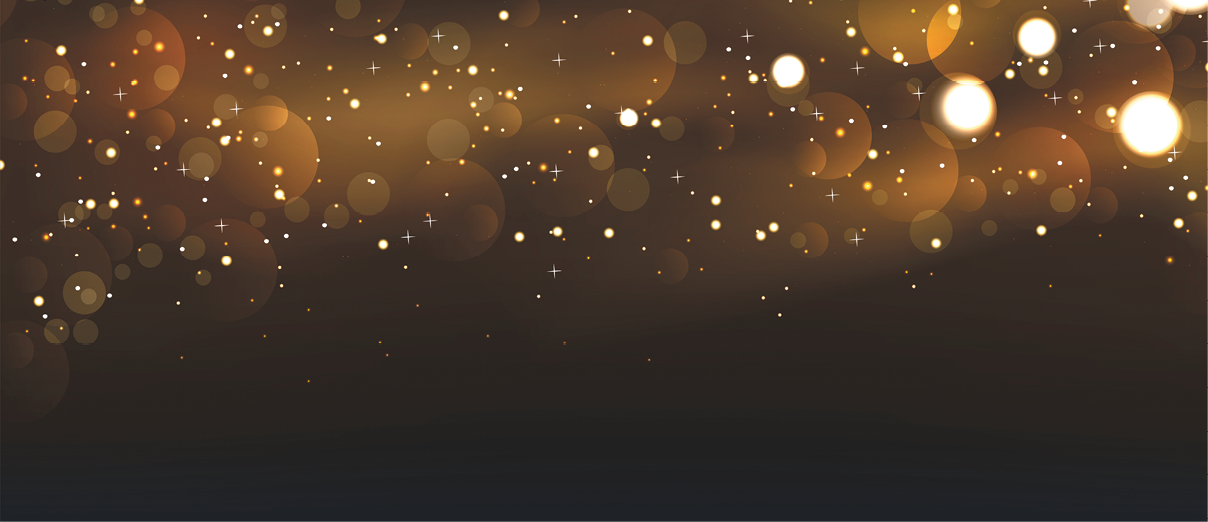 Defocused glitter lights background in dark gold and black colors.