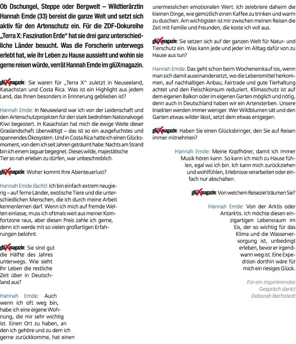 Ob Dschungel, Steppe oder Bergwelt – Wildtier rztin Hannah Emde (33) bereist die ganze Welt und setzt sich aktiv f r ...
