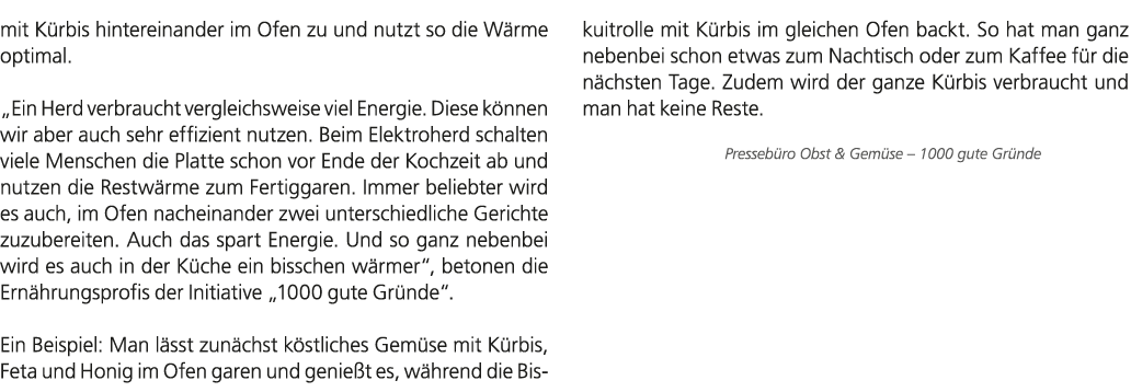 mit K rbis hintereinander im Ofen zu und nutzt so die W rme optimal. „Ein Herd verbraucht vergleichsweise viel Energi...