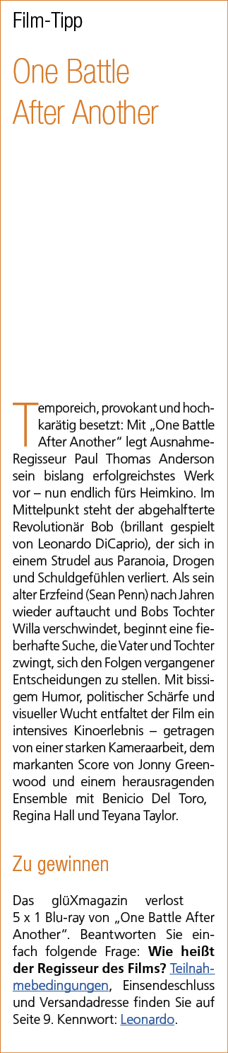 Film Tipp One Battle After Another Temporeich, provokant und hochkar tig besetzt: Mit „One Battle After Another“ legt...
