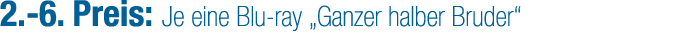 2. 6. Preis: Je eine Blu ray „Ganzer halber Bruder“