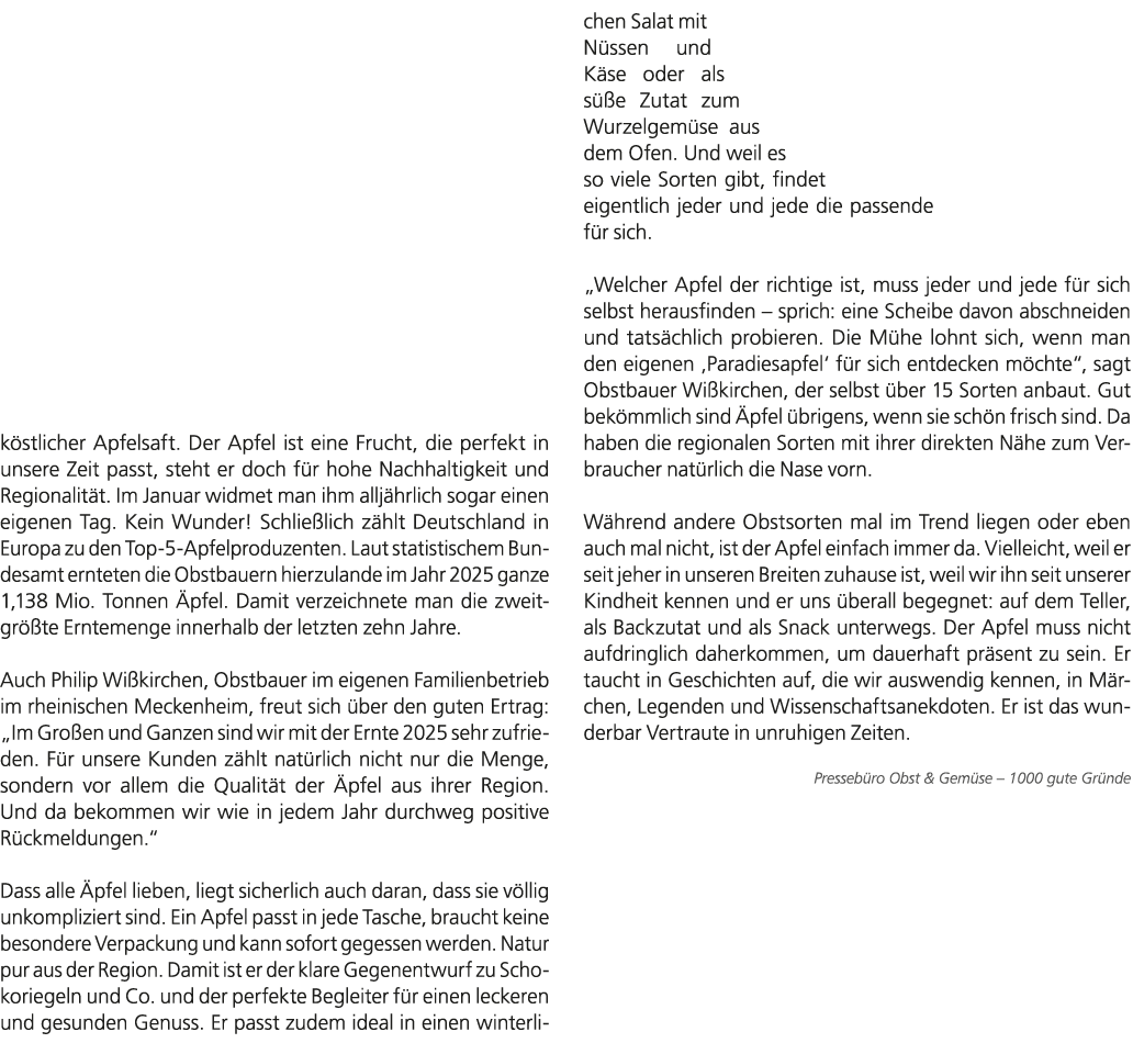 k stlicher Apfelsaft. Der Apfel ist eine Frucht, die perfekt in unsere Zeit passt, steht er doch f r hohe Nachhaltigk...