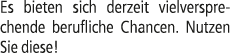 Es bieten sich derzeit vielversprechende berufliche Chancen. Nutzen Sie diese!