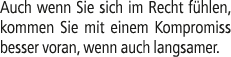 Auch wenn Sie sich im Recht f hlen, kommen Sie mit einem Kompromiss besser voran, wenn auch langsamer.