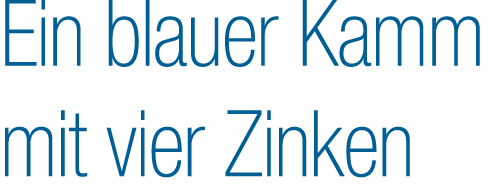 Ein blauer Kamm mit vier Zinken