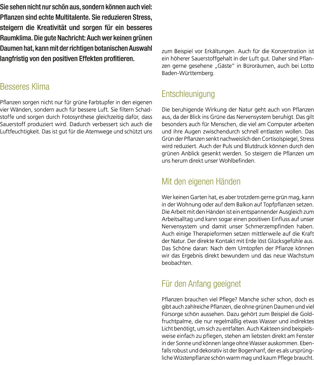 Sie sehen nicht nur sch n aus, sondern k nnen auch viel: Pflanzen sind echte Multitalente. Sie reduzieren Stress, ste...