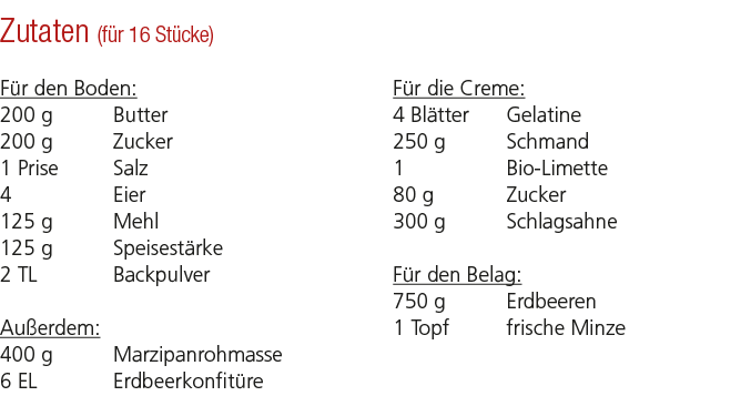 Zutaten (f r 16 St cke) F r den Boden: 200 g Butter 200 g Zucker 1 Prise Salz 4 Eier 125 g Mehl 125 g Speisest rke 2 ...