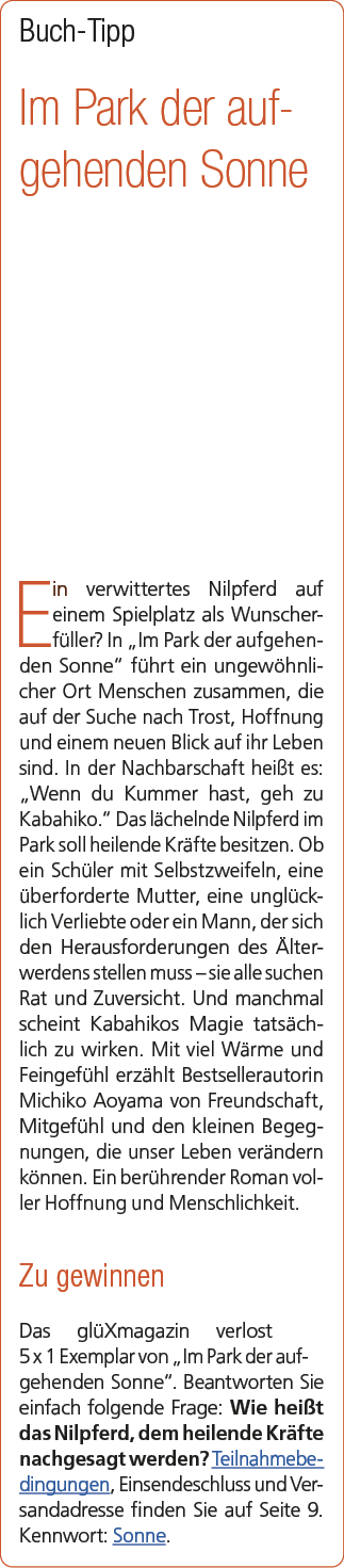 Buch Tipp Im Park der aufgehenden Sonne Ein verwittertes Nilpferd auf einem Spielplatz als Wunscherf ller? In „Im Par...