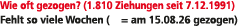 Wie oft gezogen? (1.810 Ziehungen seit 7.12.1991) Fehlt so viele Wochen ( = am 15.08.26 gezogen)
