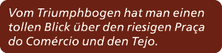 Vom Triumphbogen hat man einen tollen Blick ber den riesigen Pra a do Com rcio und den Tejo.