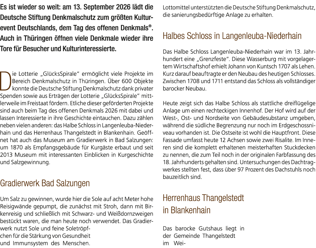 Es ist wieder so weit: am 13. September 2026 l dt die Deutsche Stiftung Denkmalschutz zum gr ten Kulturevent Deutsch...