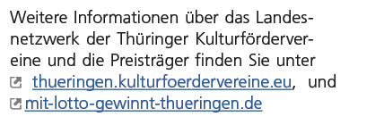 Weitere Informationen ber das Landesnetzwerk der Th ringer Kulturf rdervereine und die Preistr ger finden Sie unter ...