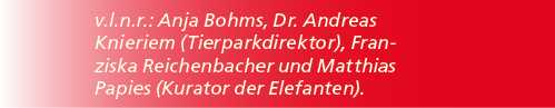 v.l.n.r.: Anja Bohms, Dr. Andreas Knieriem (Tierparkdirektor), Franziska Reichenbacher und Matthias Papies (Kurator d...