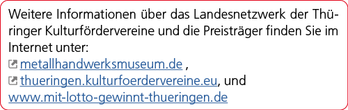 Weitere Informationen ber das Landesnetzwerk der Th ringer Kulturf rdervereine und die Preistr ger finden Sie im Int...